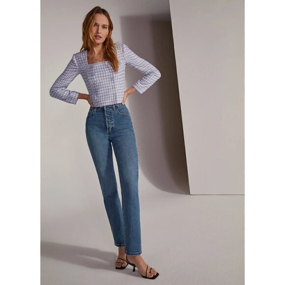 FAVORITE DAUGHTER  The Dasha Houndstooth Check Top in Lilac Tweed Size US 10 - Picture 12 of 14